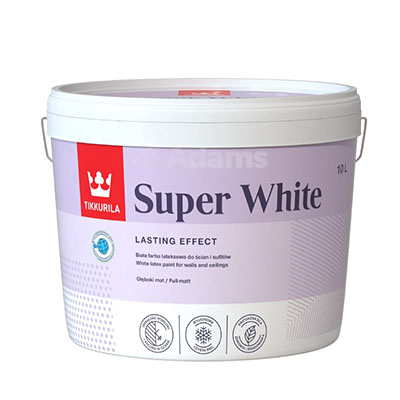 TIKKURILA SUPER WHITE Latexfarbe - 10L nicht tropfende Formel und sehr gute Haftung auf dem Untergrund