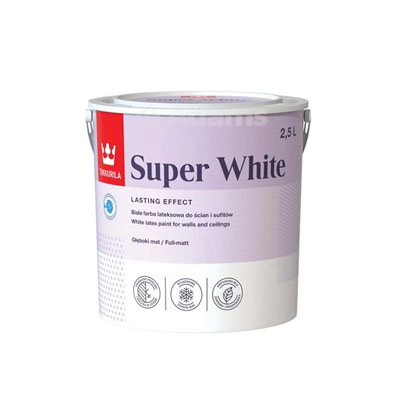 Latexfarbe TIKKURILA SUPER WHITE - 2,5 L Latexfarbe auf Wasserbasis für Wände und Decken