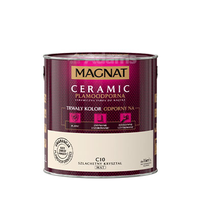 Emulsja lateksowa MAGNAT CERAMIC – 5L Farba przeznaczona jest do dekoracyjnoochronnego malowania ścian i sufitów wewnątrz pomieszczeń