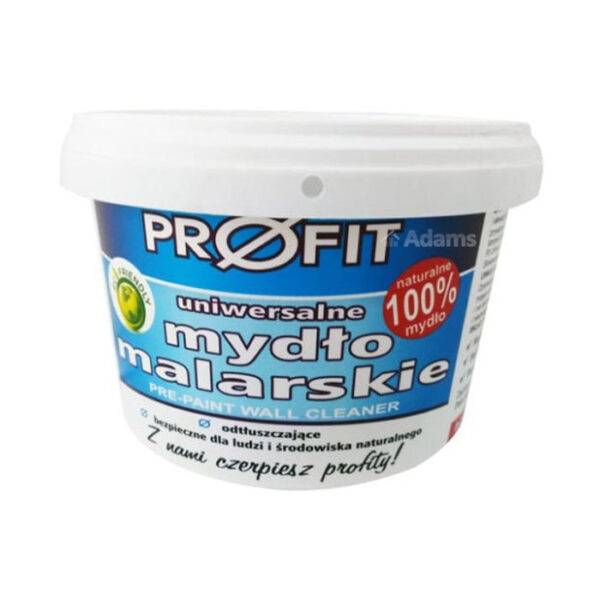 Mydło malarskie PROFIT służy do zmywania, odtłuszczania i czyszczenia powierzchni malowanych oraz może być używane do prania tkanin i mycia różnych elementów.
