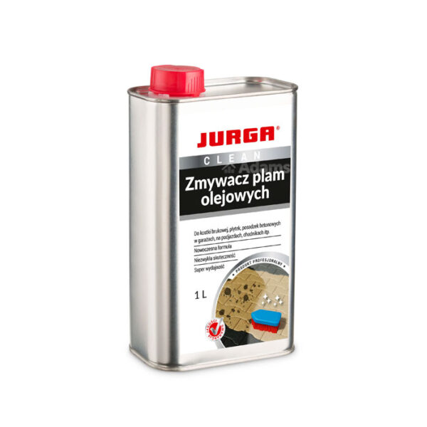 Zmywacz plam olejowych JURGA CLEAN to profesjonalny dwufazowy produkt do usuwania trudnych plam z olejów i smarów z różnych powierzchni, takich jak kostka brukowa, płytki i betonowe posadzki.