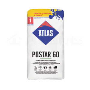 Ekspresowa posadzka cementowa ATLAS POSTAR 60 to sucha mieszanka cementu portlandzkiego, wypełniaczy kwarcowych oraz dodatków modyfikujących.