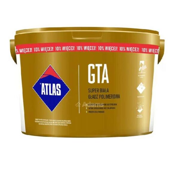 Biała gładź polimerowa ATLAS GTA gładz o szerokim zastosowaniu