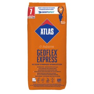 Klej ATLAS GEOFLEX EXPRESS łączy innowacyjny żel krzemianowy z cementami białym i szybkosprawnym, zapewniając bardzo szybkie wiązanie, doskonałą przyczepność do różnych podłoży oraz możliwość fugowania już po 2 godzinach.