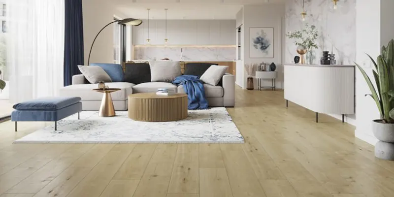 Foto von Classen-Paneele Wohnzimmer mit einem Boden aus Laminatpaneelen