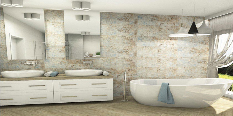 Computerentwurf eines Badezimmers in Żary, Badezimmerausstellung in Żary.