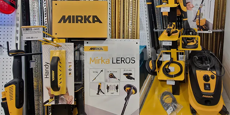 Ekspozycja firmy Mirka w sklepie Adams myjki ciśnieniowe i szlifierki