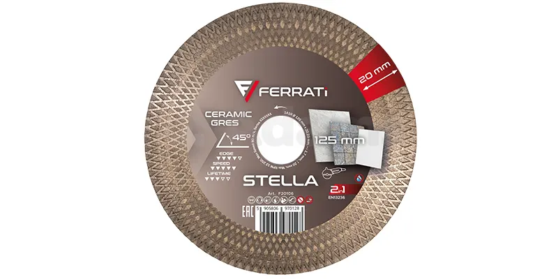 Die Trennscheibe ist für das Profilieren im 45°-Winkel vorgesehen. Sie ermöglicht schnelles und präzises Schneiden und schleift gleichzeitig die Kante der Verkleidung nach.