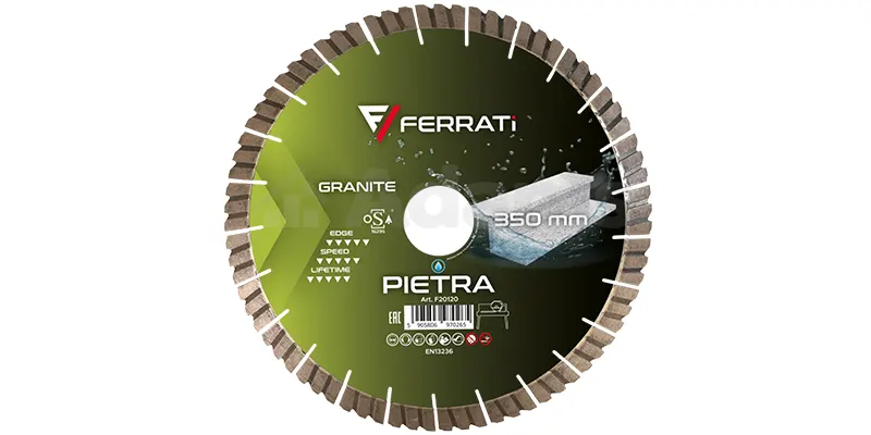 Geeignet zum Schneiden aller Arten von hartem Granit dank 20 mm hoher Segmente.