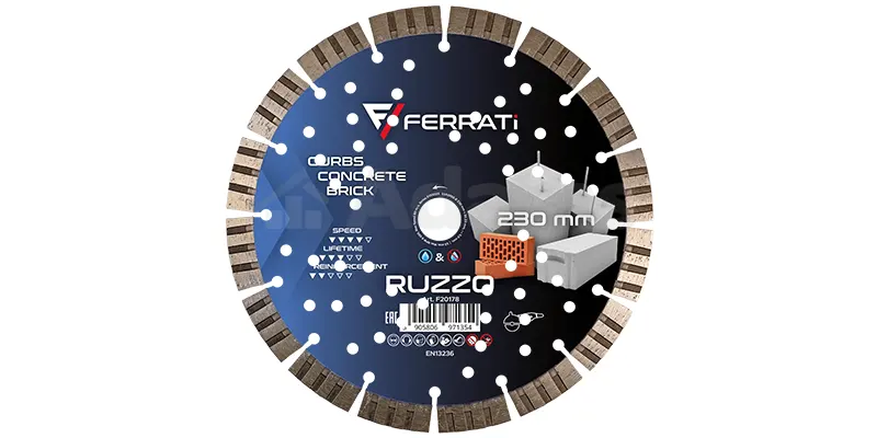 Universelle Trennscheibe Ruzzo, besonders effektiv bei der Arbeit mit Stahlbeton.