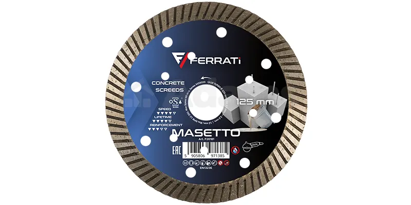 Die Masetto-Diamanttrennscheibe ist zum Schneiden von Architekturbeton und zur Ausführung von Dehnungsfugen bestimmt.