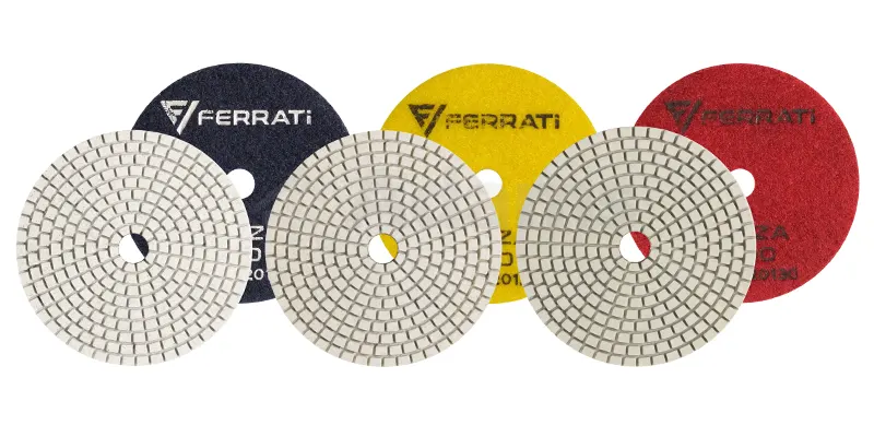 Pady polerskie piazza 100mm firmy ferrati o rożnej gradacji