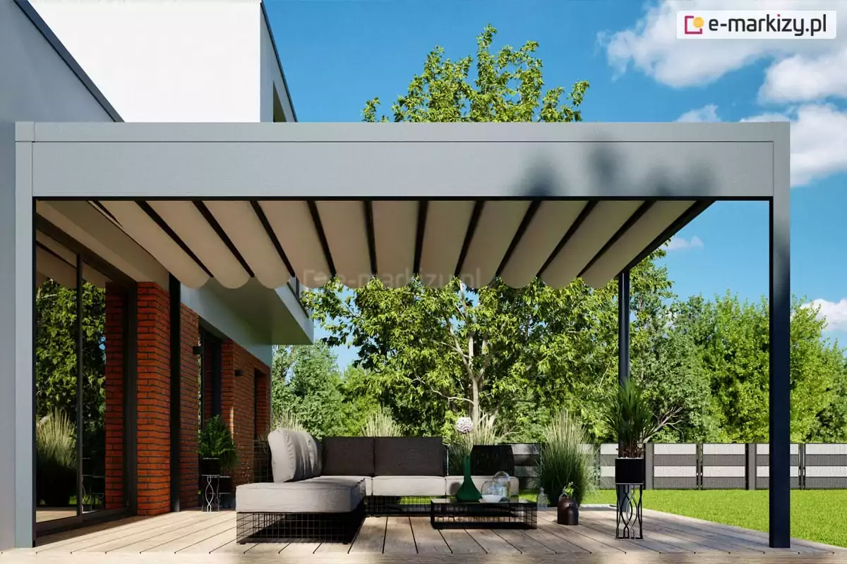 Pergola tarasowa z rynna odplywowa